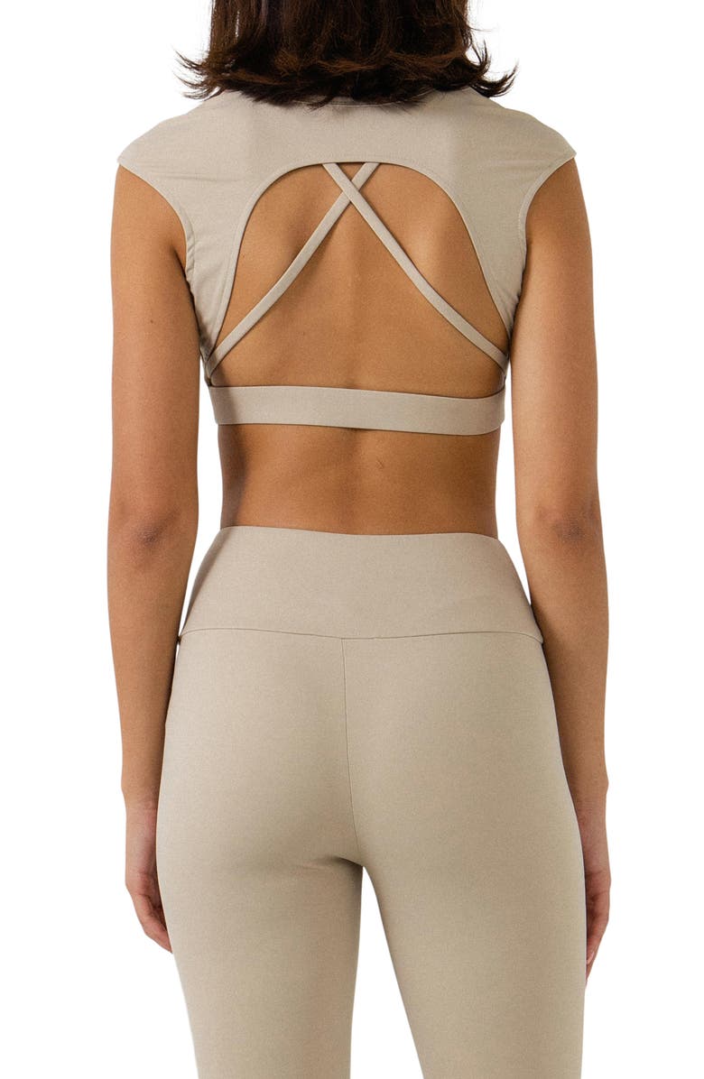 Grey Lab Strappy Back Crop Top, Alternate, color, Khaki