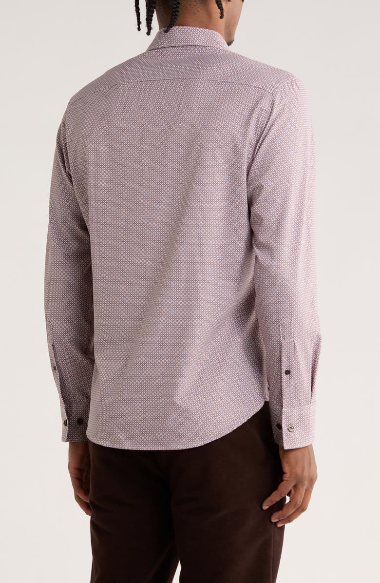 CONSTRUCT Geometric Print Slim Fit Stretch Button-Up Shirt, Alternate, color, Brown/ Blue