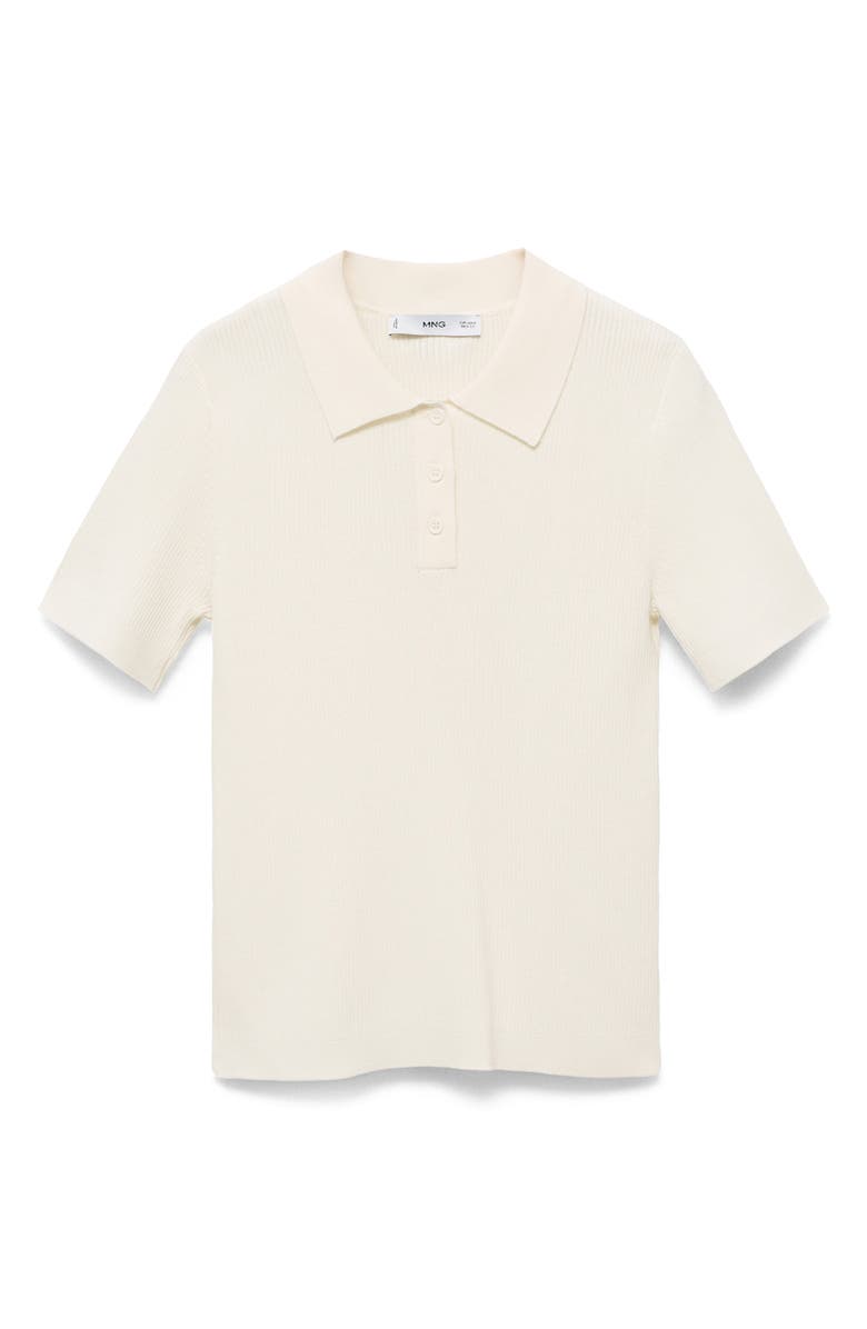MANGO Short Sleeve Polo Sweater, Alternate, color, Ecru