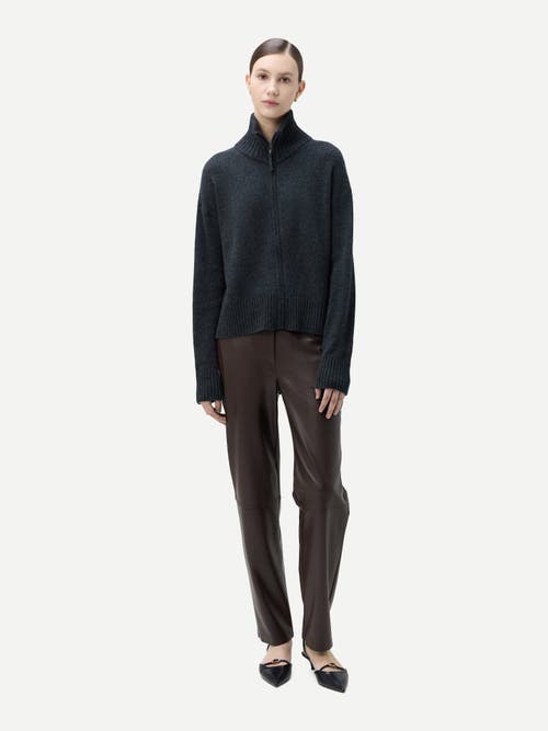 Gobi Mongolian Cashmere Cashmere Zip Cardigan In Charcoal