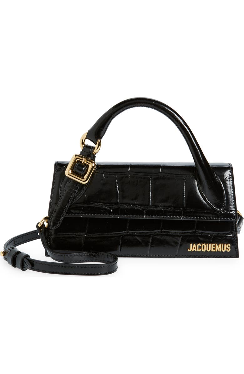 Jacquemus Le Chiquito Long Croc Embossed Leather Convertible Bag, Main, color,