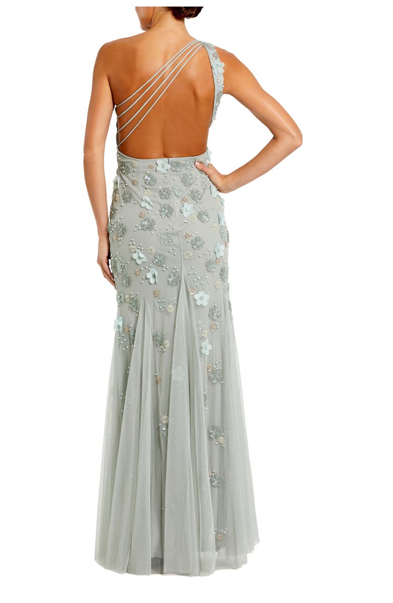 Mac Duggal Embellished One Shoulder Strappy Trumpet Gown, Alternate, color, Sage