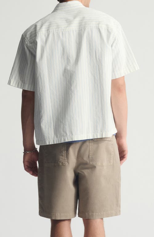 Brooklyn Industries Stripe Short Sleeve Cotton Button-up Shirt In White