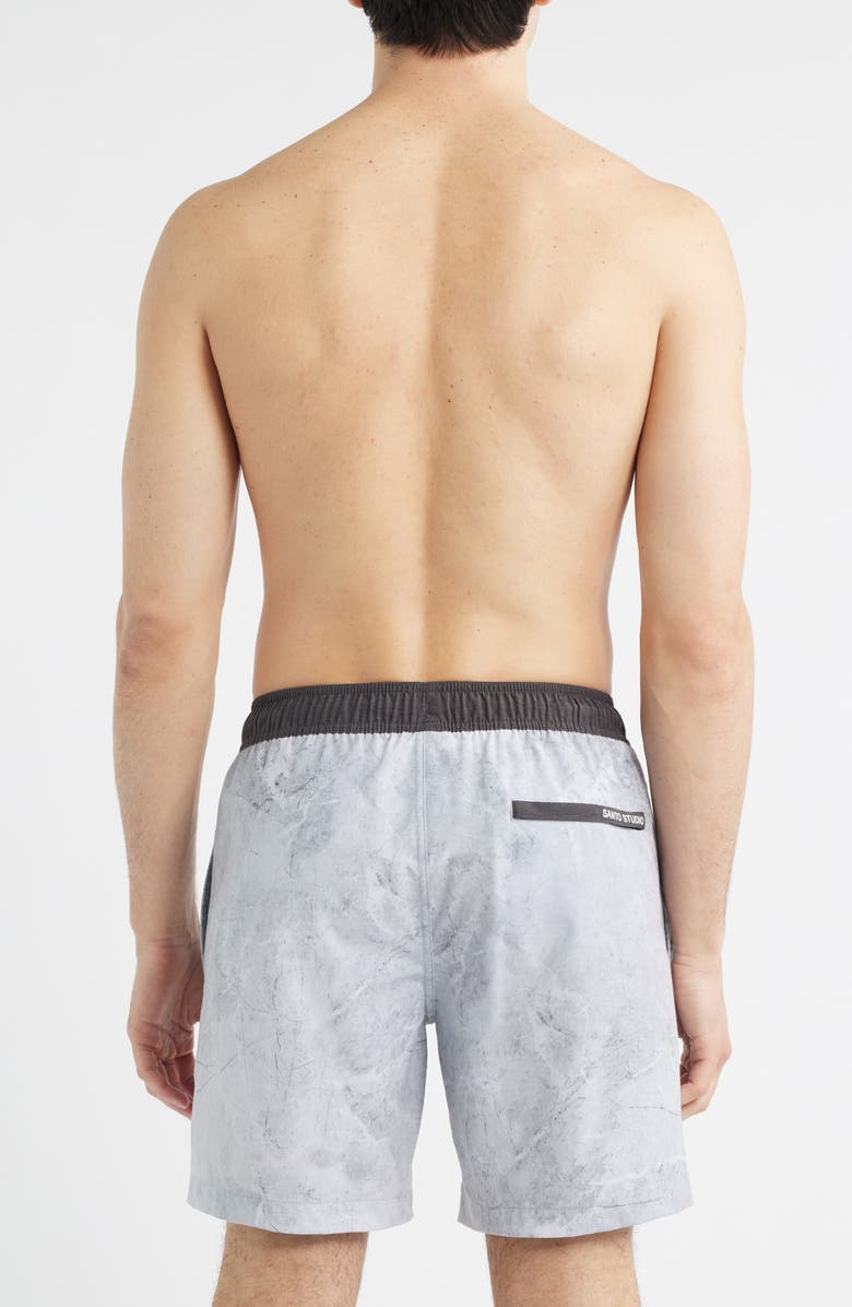 SANTO STUDIO Lido Swim Trunks, Alternate, color, Carrara Grey