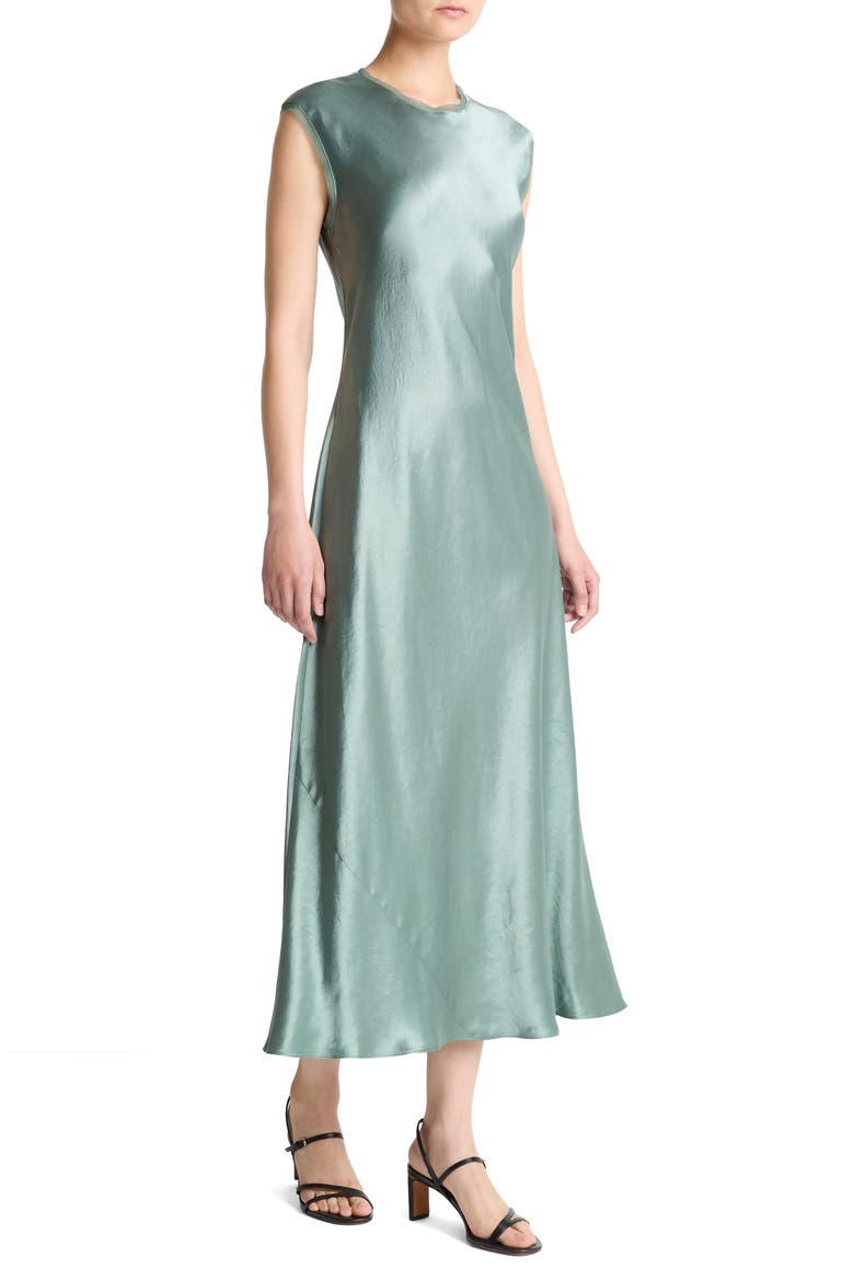 Cap Sleeve Satin Maxi Dress, Alternate, color, DEEP PATINA