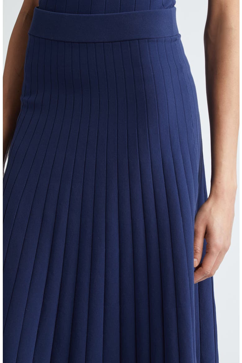 Delphi Pleated Knit Midi Skirt, Alternate, color, NAVY