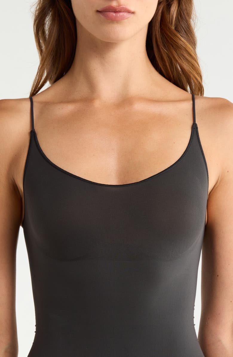 SKIMS Sheer Seamless Thong Bodysuit, Alternate, color, Onyx