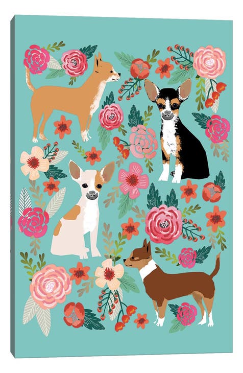 Chihuhua Floral Collage by Pet Friendly Canvas Wall Art