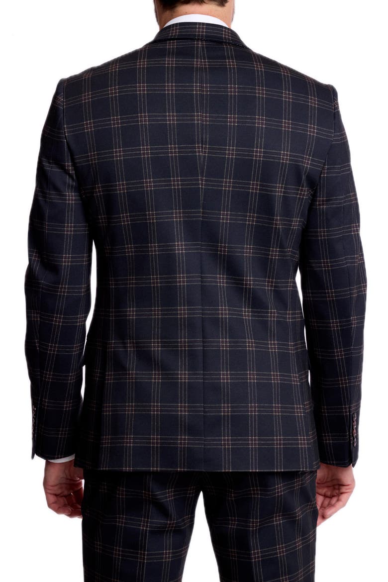 Ashton Slim Peak Lapel Suit Jacket, Alternate, color, BLACK RED KNIT PLAID