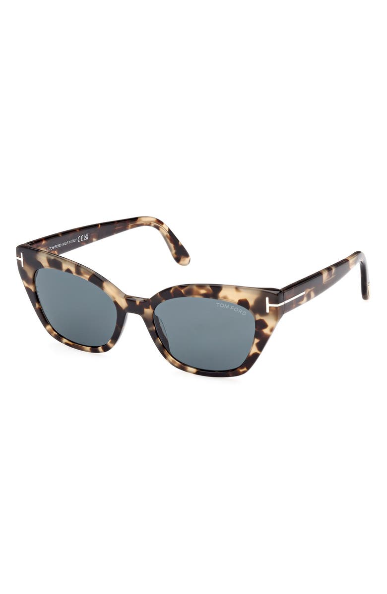 TOM FORD Juliette 52mm Cat Eye Sunglasses, Alternate, color, Coloured Havana / Blue