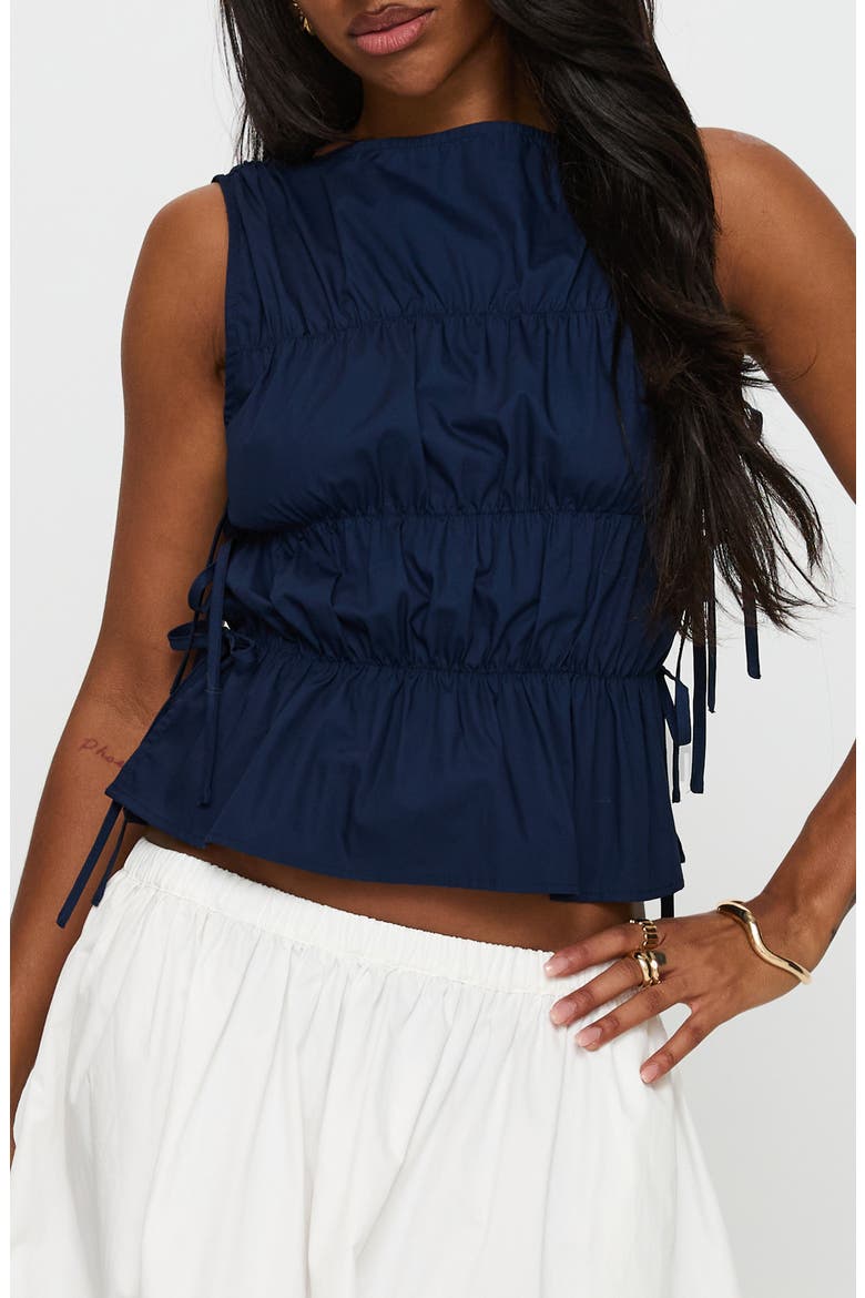 Endless Side Tie Cotton Tank, Main, color, NAVY