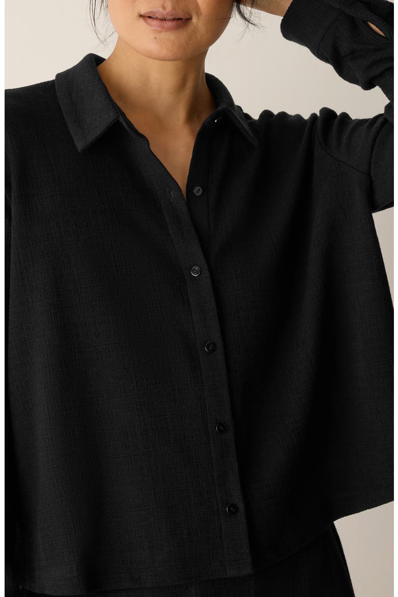 Classic Collar Crop Button-Up Shirt, Alternate, color, BLACK
