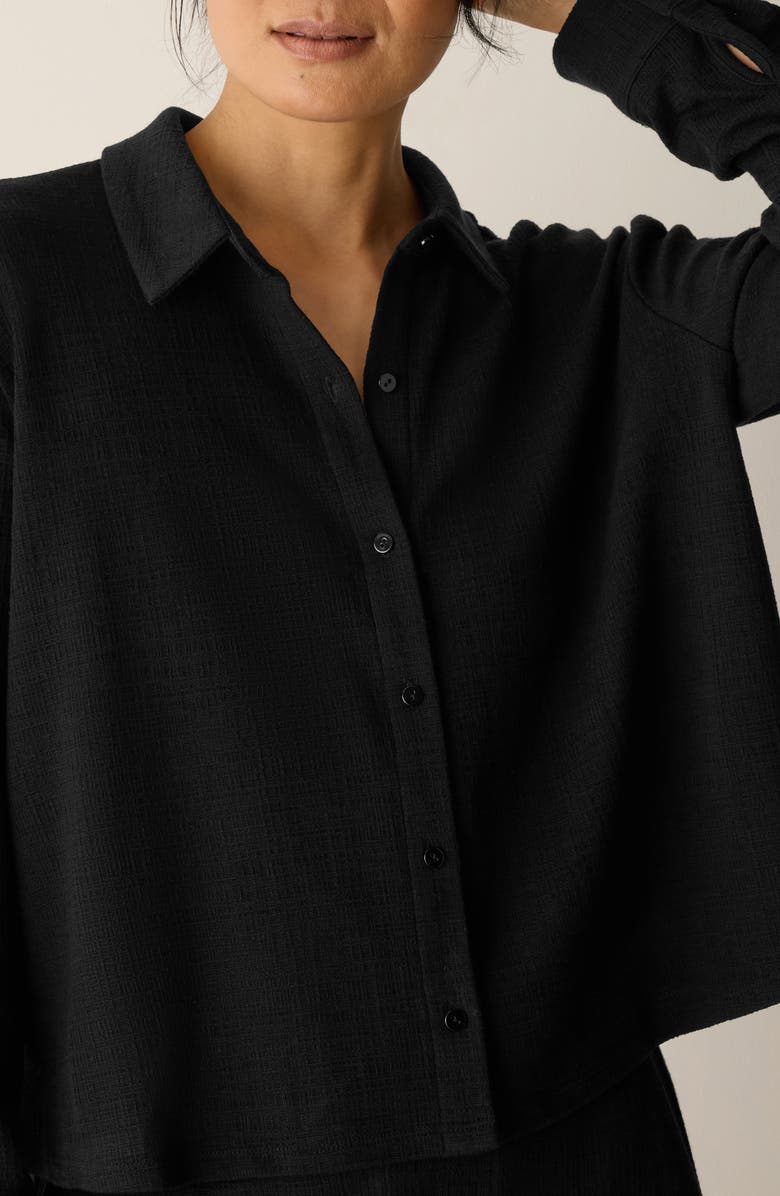 Eileen Fisher Classic Collar Crop Button-Up Shirt, Alternate, color, Black