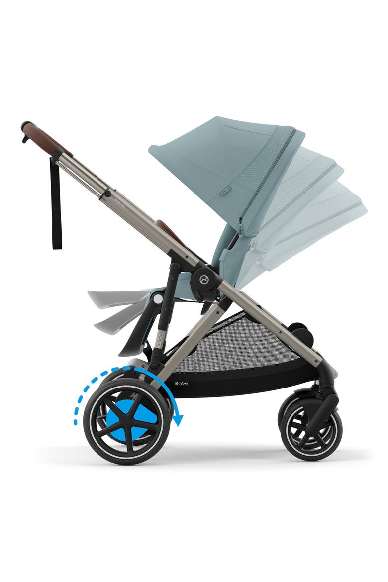 e-Gazelle S Stroller, Alternate, color, TAUPE/ STORMY BLUE