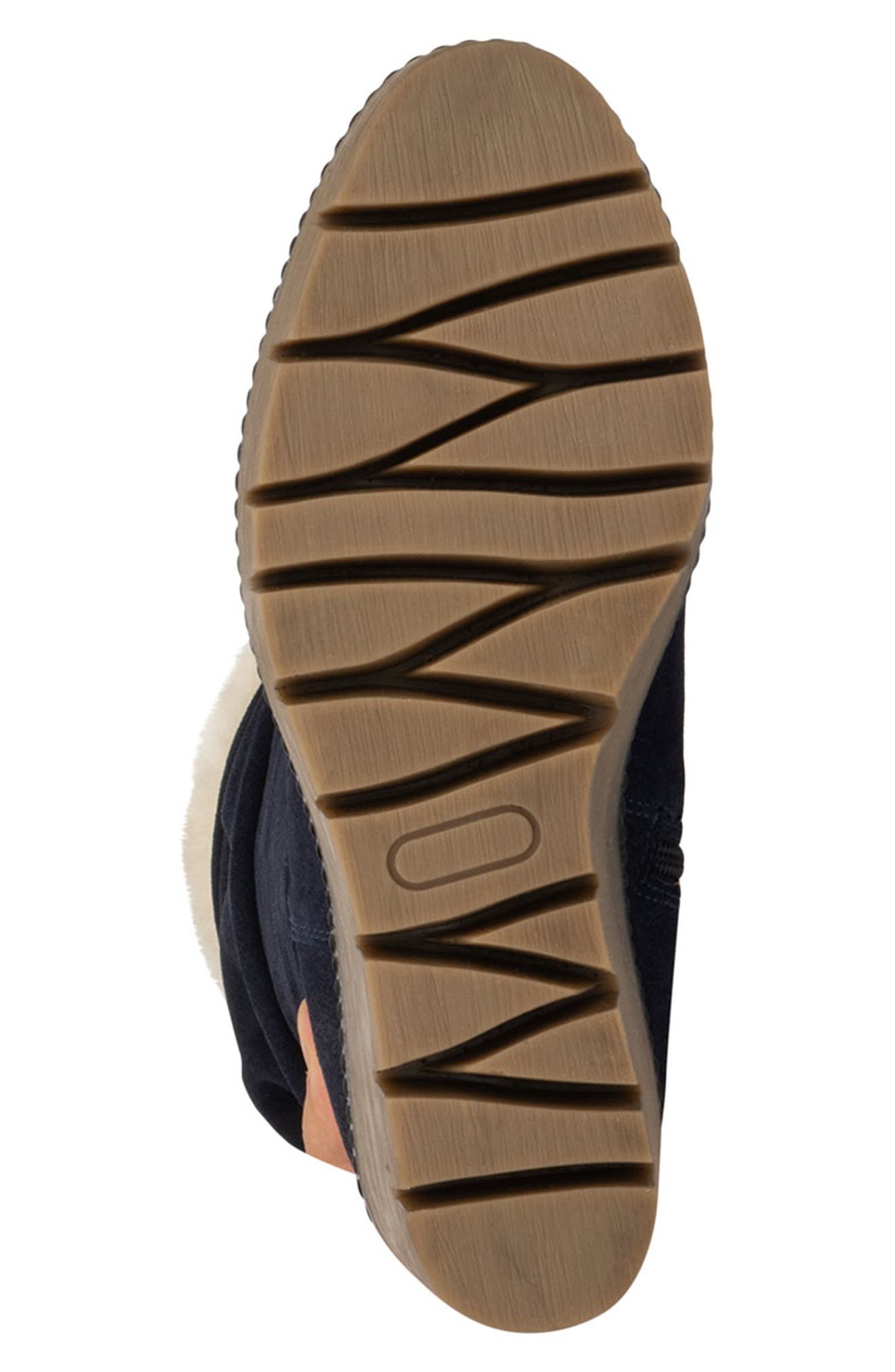 Arabella Faux Fur Trimmed Wedge Boot, Alternate, color, NAVY