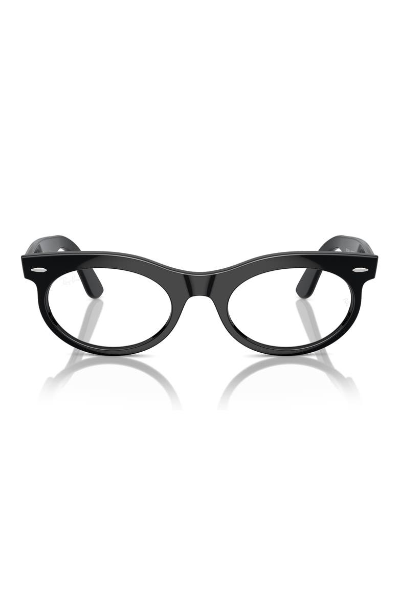 53mm Oval Optical Glasses, Main, color, BLACK