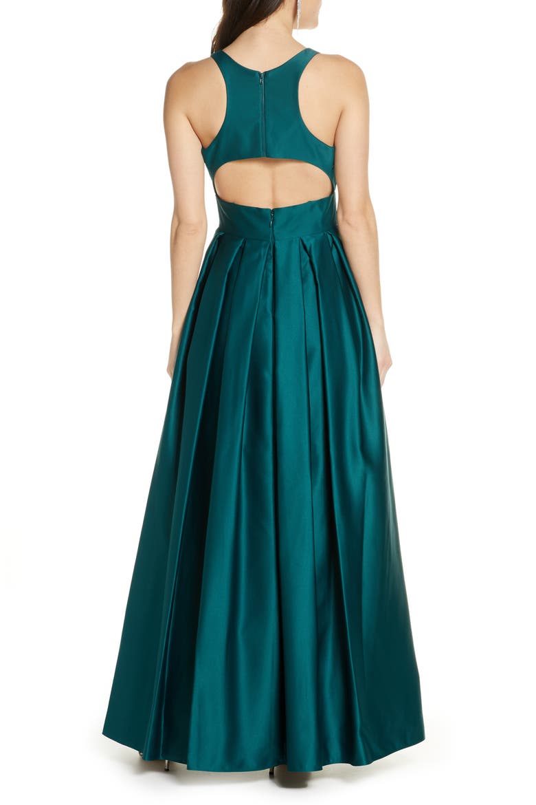 Back Cutout Satin Ballgown, Alternate, color, HUNTER