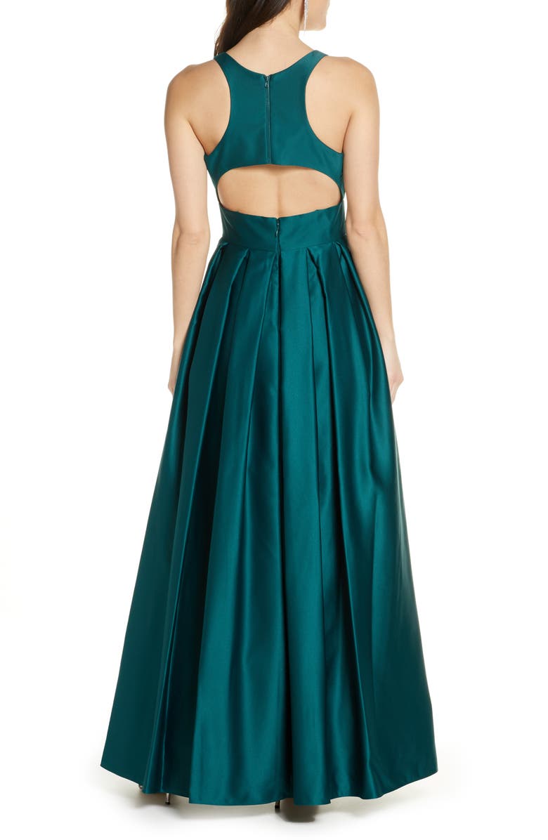 Morgan & Co. Back Cutout Satin Ballgown, Alternate, color, 