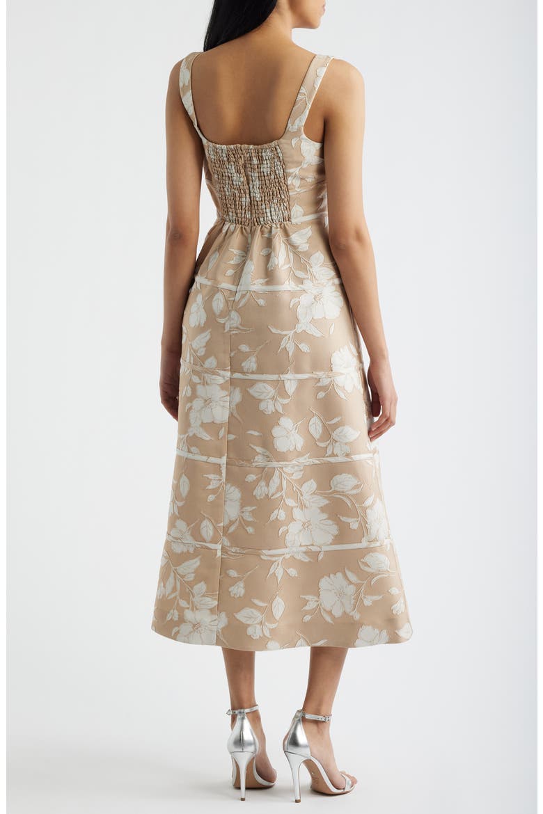 Floral Jacquard A-Line Dress, Alternate, color, WHITE DOVE/ LATTE