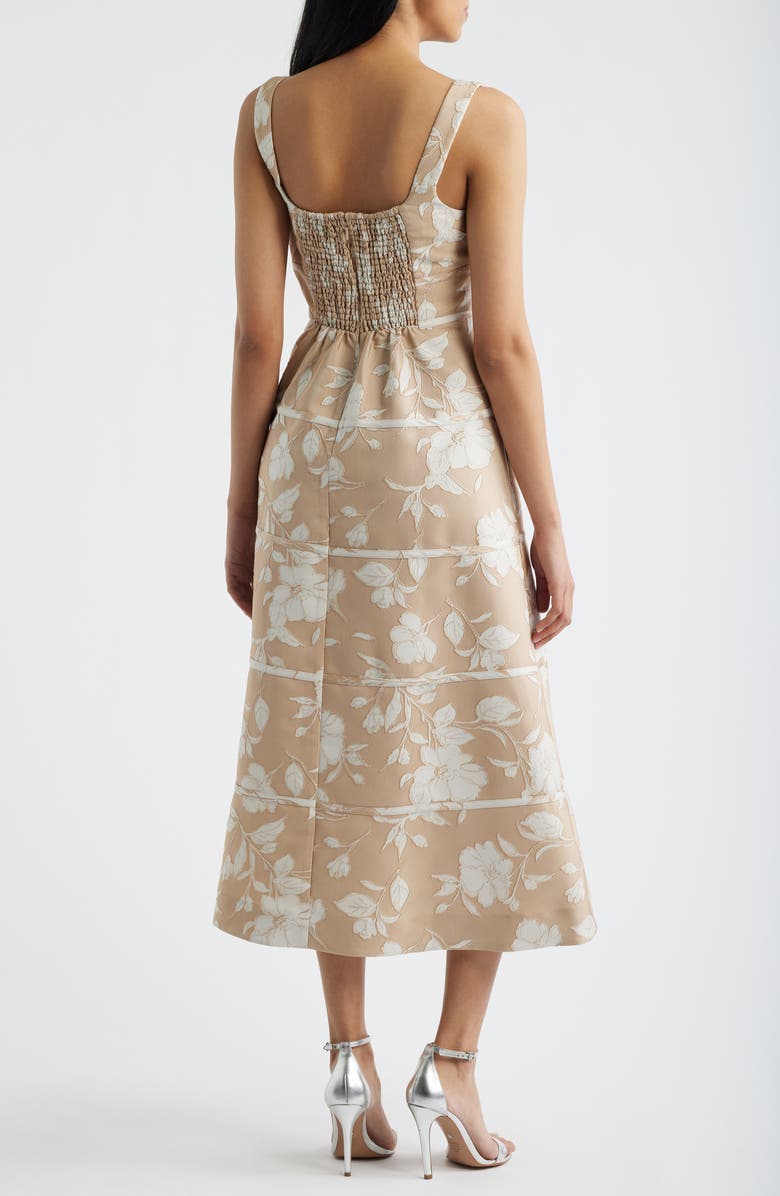 Anne Klein Floral Jacquard A-Line Dress, Alternate, color, White Dove/ Latte