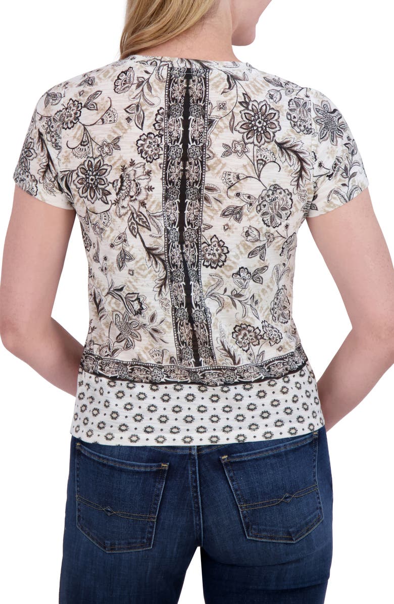 Lucky Brand Floral Cotton & Modal T-Shirt, Alternate, color, Black Floral