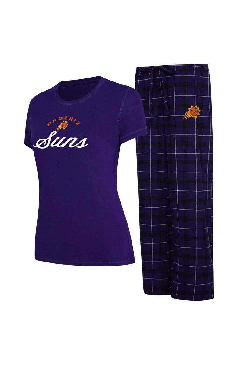 College Concepts Women's College Concepts Purple/Black Phoenix Suns Arctic T-Shirt & Flannel Pants Sleep Set, Main, color, 