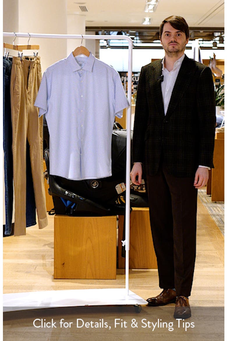 Cecil Microprint Short Sleeve Performance Poplin Button-Up Shirt video