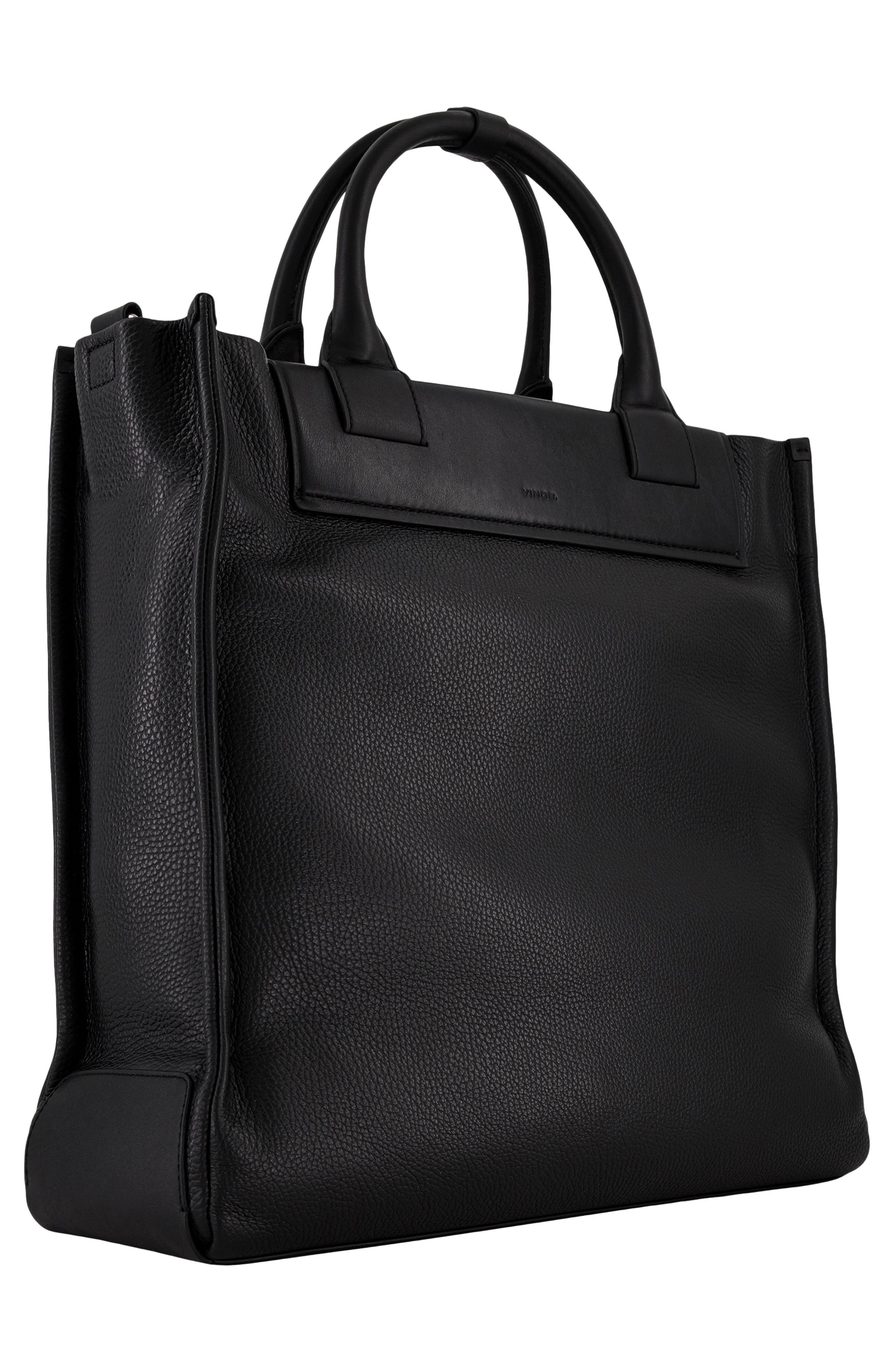 Vince Nordhelm Leather Tote, Alternate, color, Black