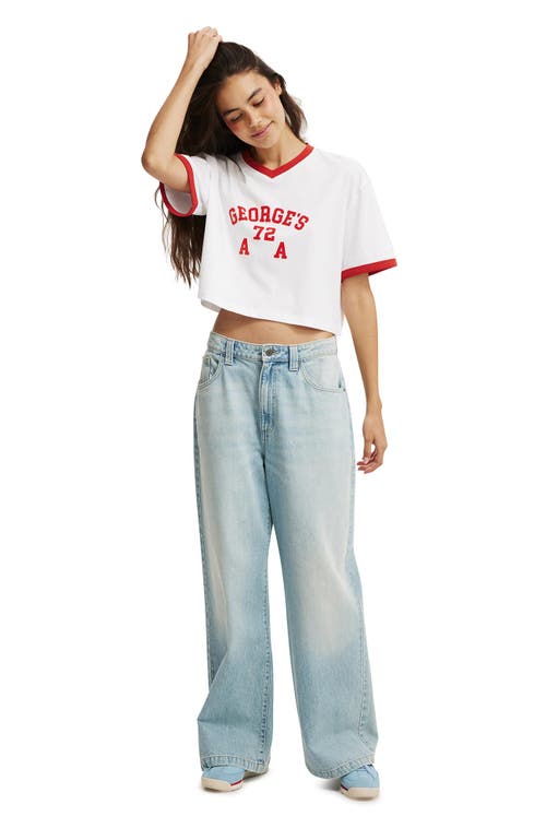 Shop Cotton On V Neck Boxy Crop Graphic Tee In Georges 72 White