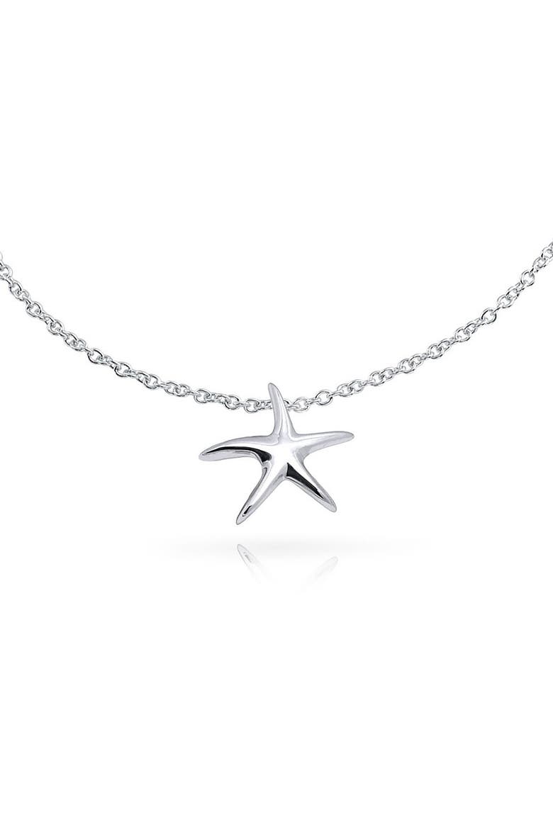 Nautical Starfish Beach Charm Anklet, Alternate, color, SILVER
