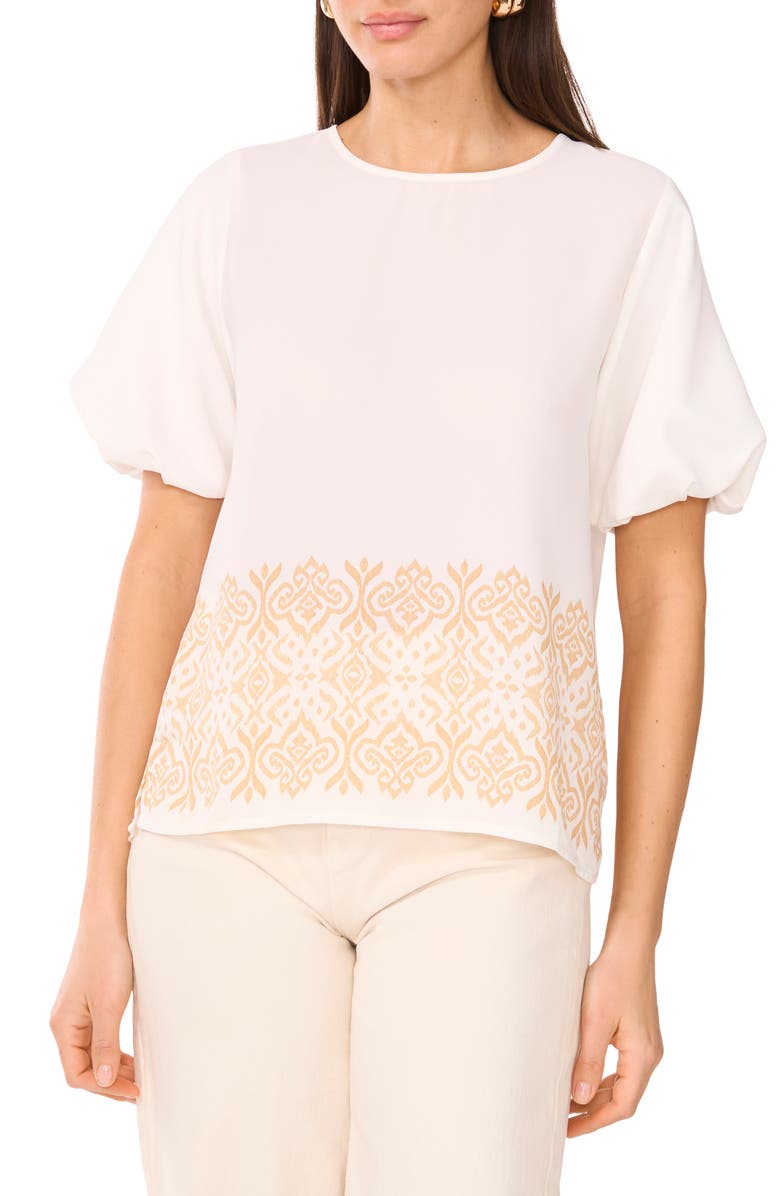 Vince Camuto Embroidered Puff Sleeve Top, Main, color, Natural Sand