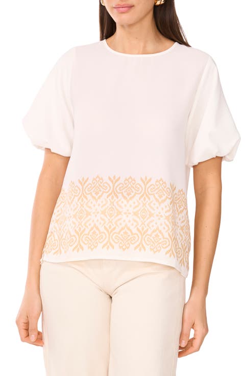 Embroidered Puff Sleeve Top