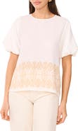Vince Camuto Embroidered Puff Sleeve Top