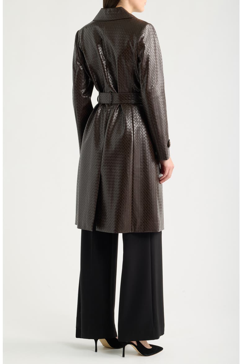 Embossed Faux Leather Trench Coat, Alternate, color, ESPRESSO