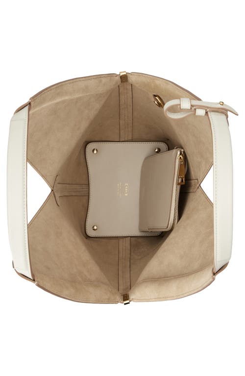 Tod's Small Sacca Leather Bucket Bag In Bianco Calce