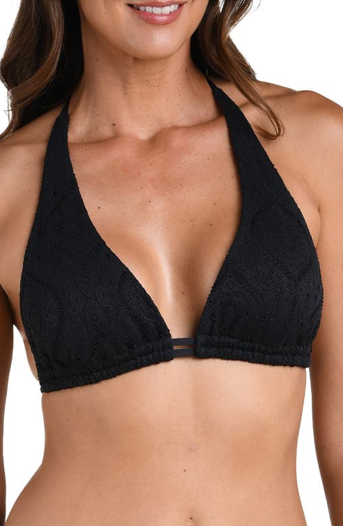 La Blanca Mantra Medallion Halter Neck Bikini Top In Black