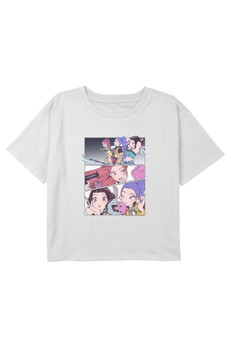 Girls' Huntrix Idols Manhwa Panels Cropped T-Shirt, Main, color, White