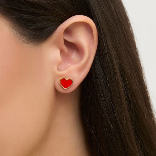 Disney Mickey & Minnie Heart Necklace And Stud Earrings Set In Gold