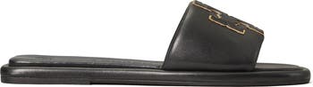 Double-T Leather Sport Slide Sandal