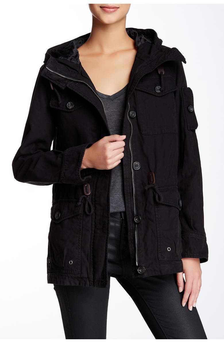 Levi's<sup>®</sup> Hooded Military Jacket, Main, color, Black
