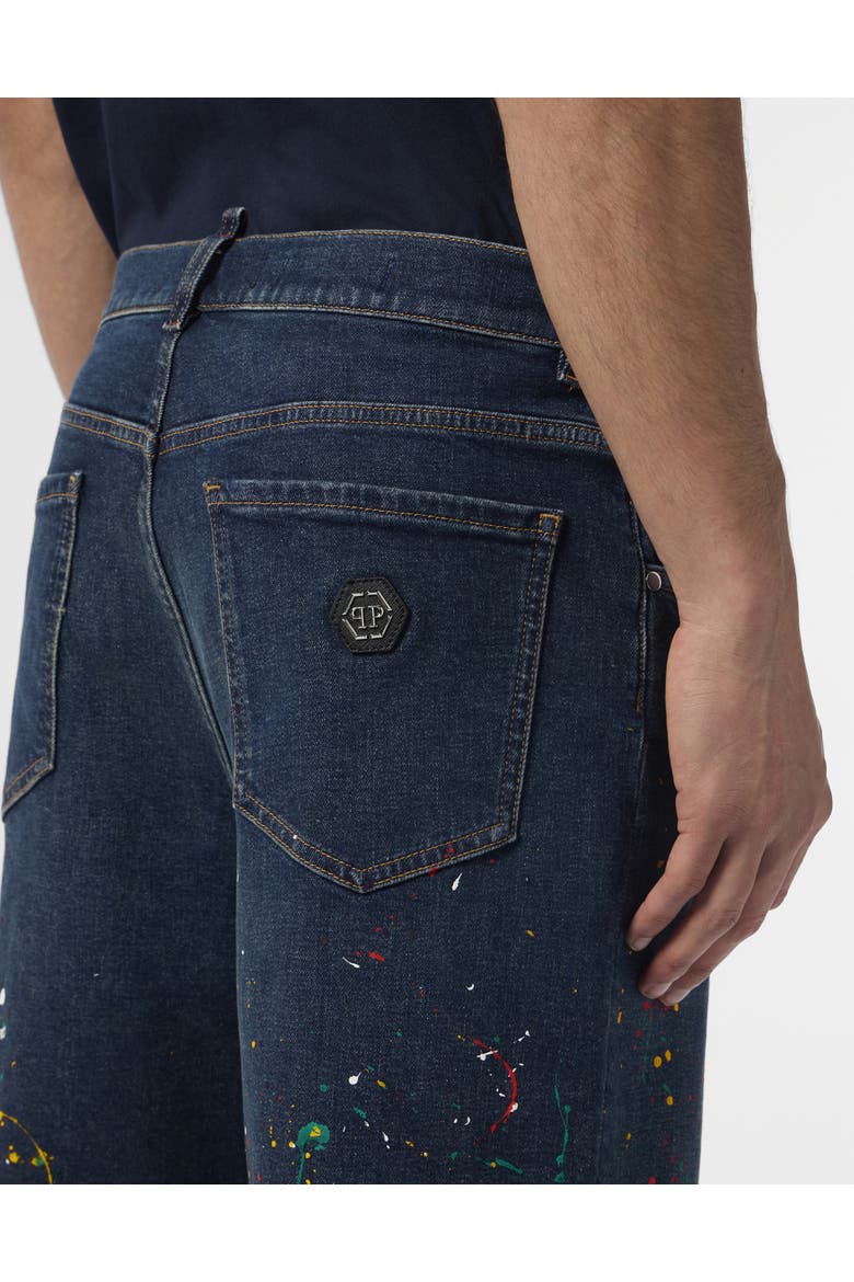 Denim Shorts Paint Men, Alternate, color, texasblue