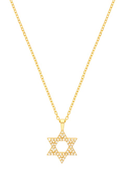 14K Yellow Gold Diamond Star of David Pendant Necklace