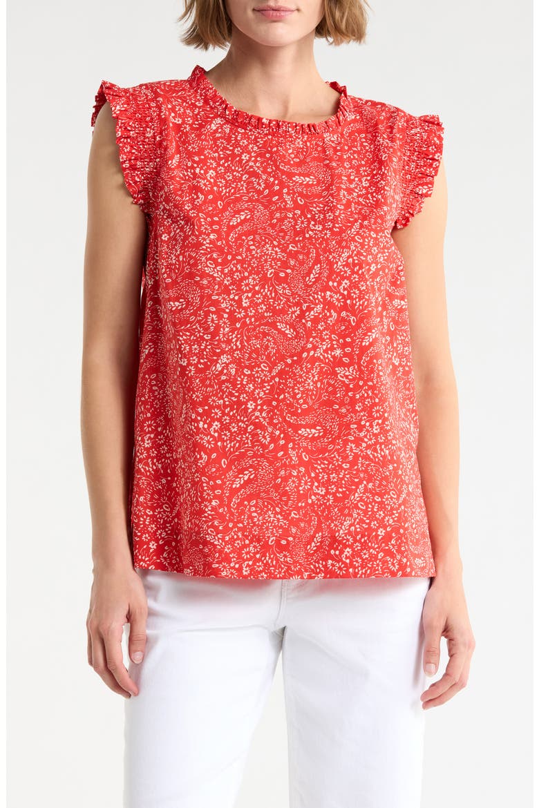 Smocked Ruffle Tank, Main, color, CORAL