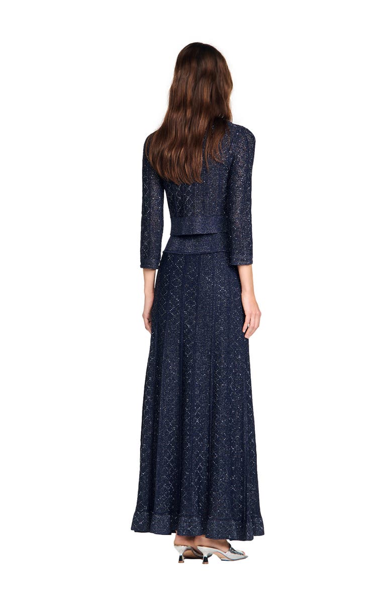 SANDRO Rhinestone knit maxi skirt, Alternate, color, Navy Blue