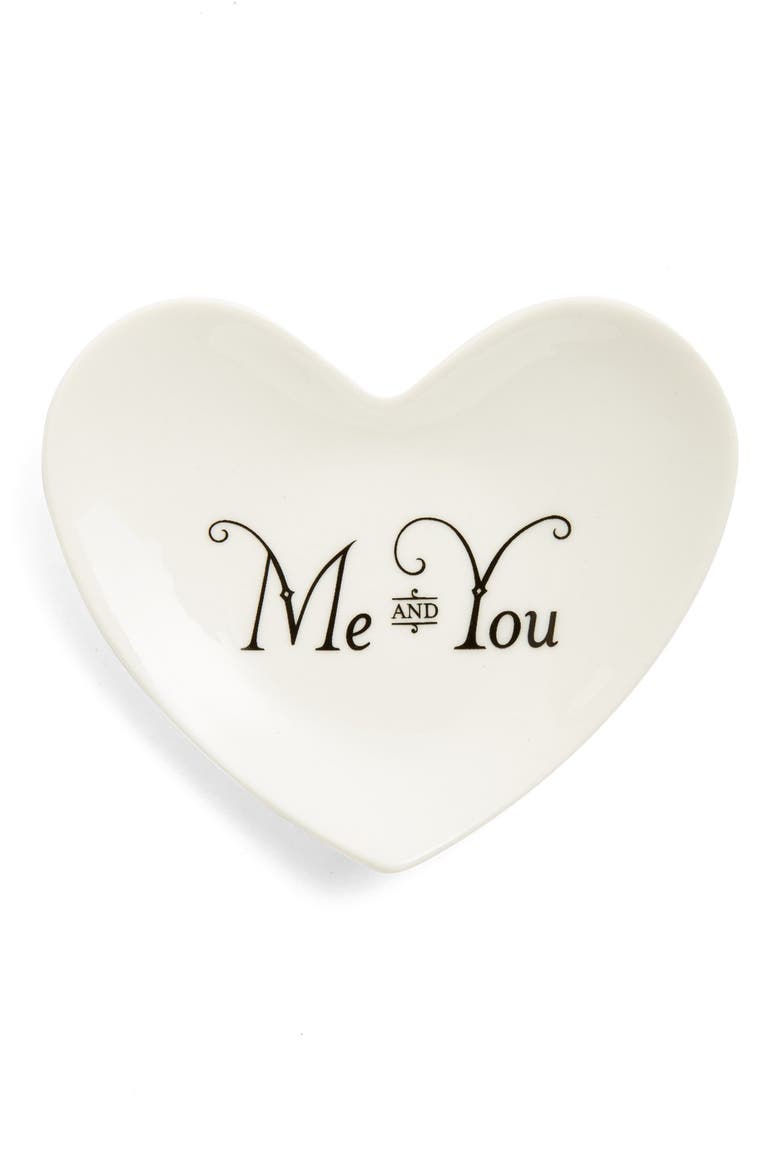 'Cross My Heart - Me & You' Trinket Tray, Main, color, WHITE