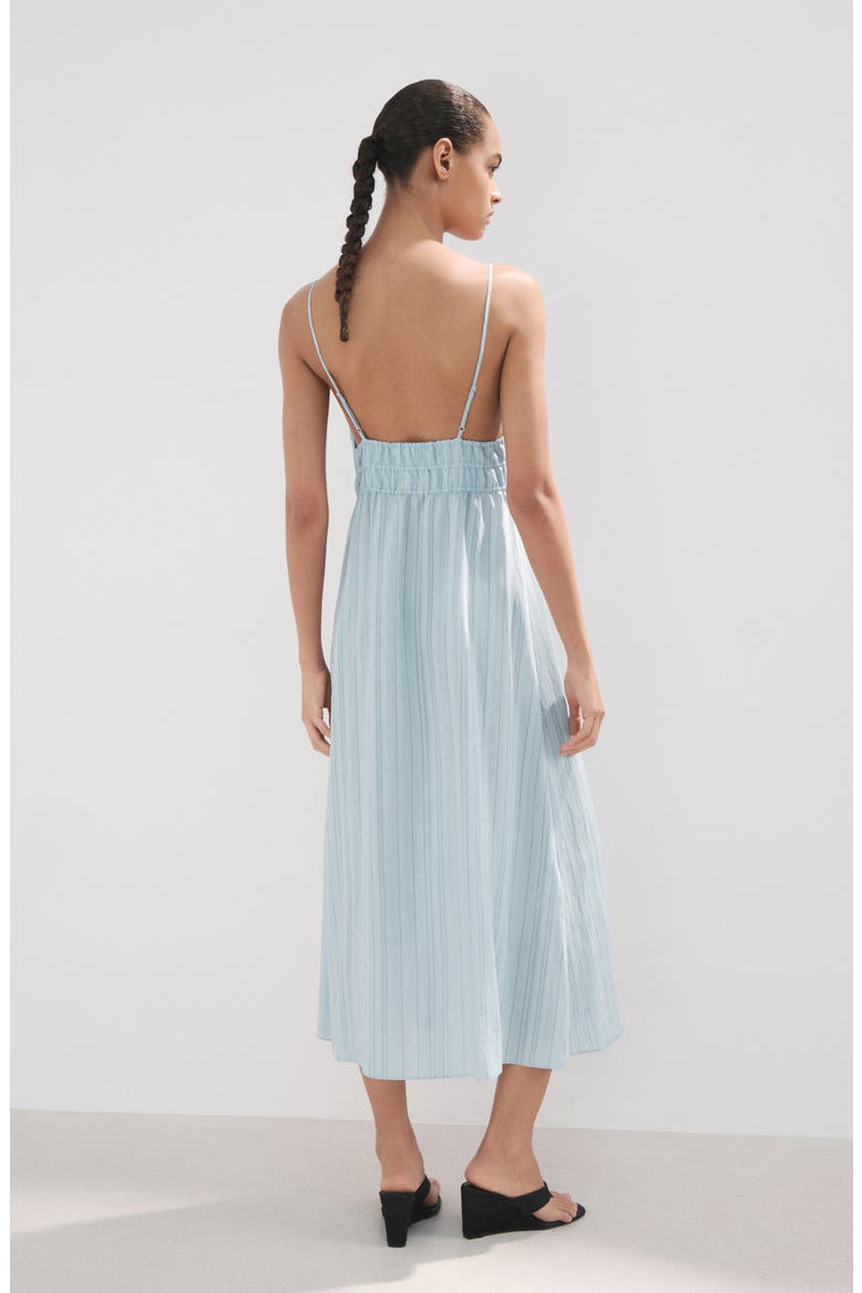 Striped Gathered Dress, Alternate, color, SKY BLUE