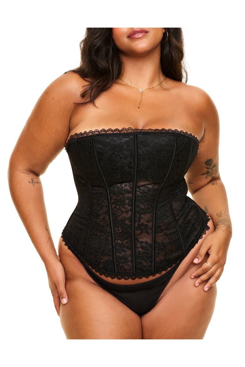 Hailey Lined Corset & G-string Set, Main, color, Black