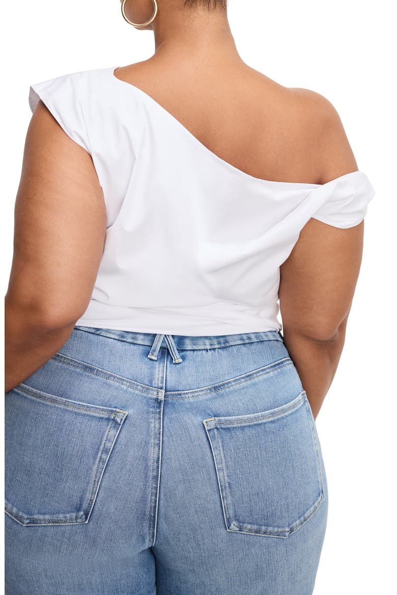 One-Shoulder Poplin Top, Alternate, color, WHITE001