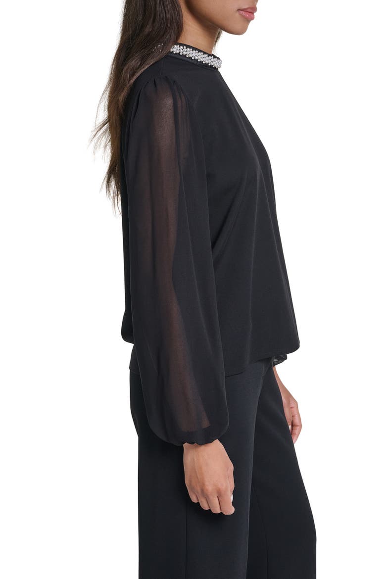 Pearl Neck Knit Top, Alternate, color, BLACK