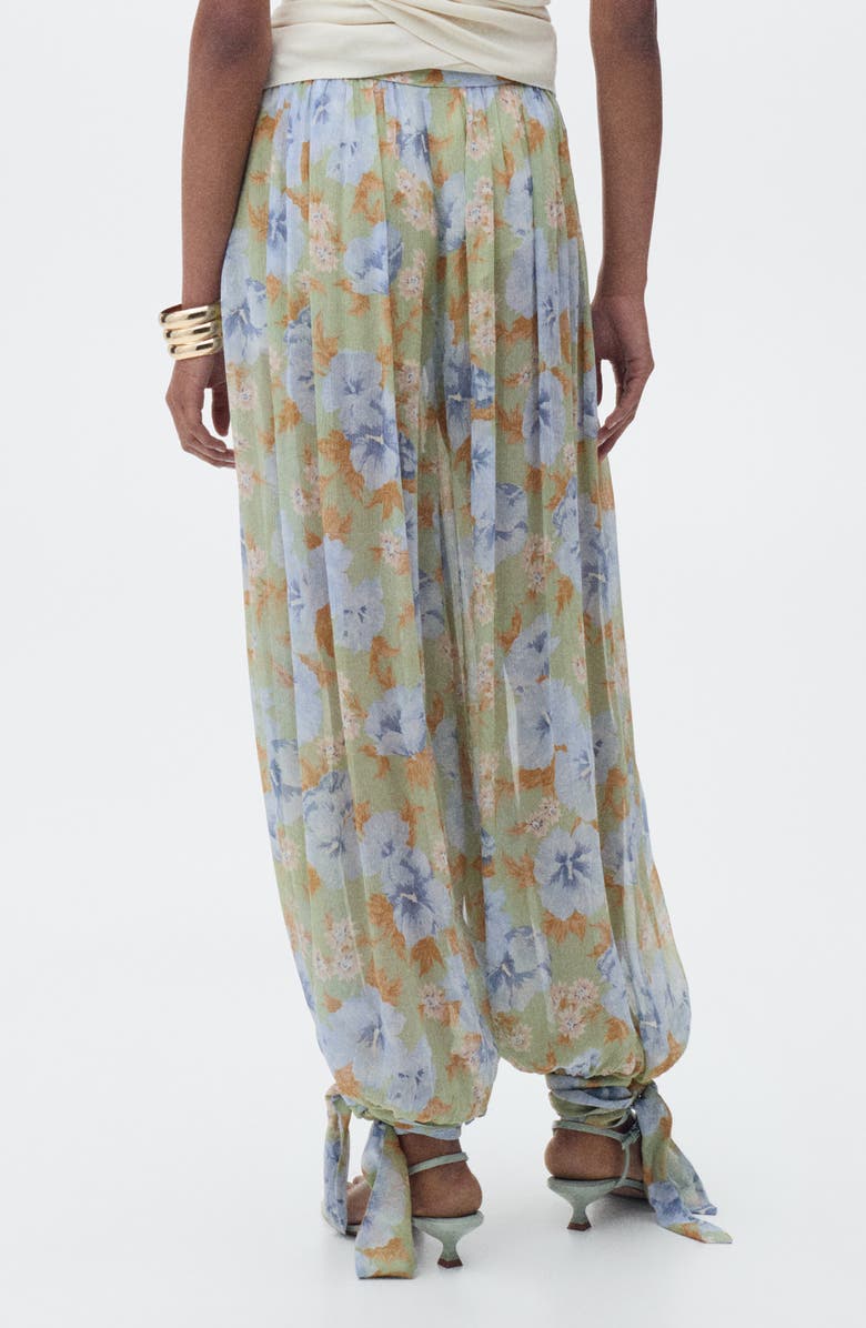MANGO Floral Balloon Leg Pants, Alternate, color, Mint Green
